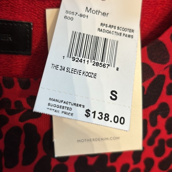 NWT MOTHER 3/4 sleeve koozie radioactive paws sz sm - Picture 4 of 8